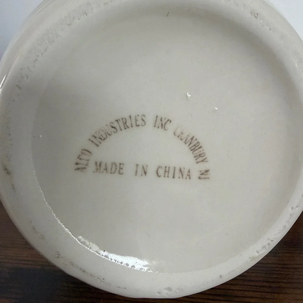 Alco Industries Apple Ceramic Pitcher Cream Green Farmhouse Stoneware Cottage